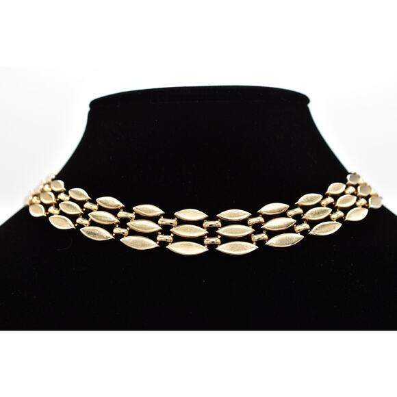 Monet Vintage Lariat Choker Necklace Heavy Chain Gold Tone Signed 1940s Bin3B